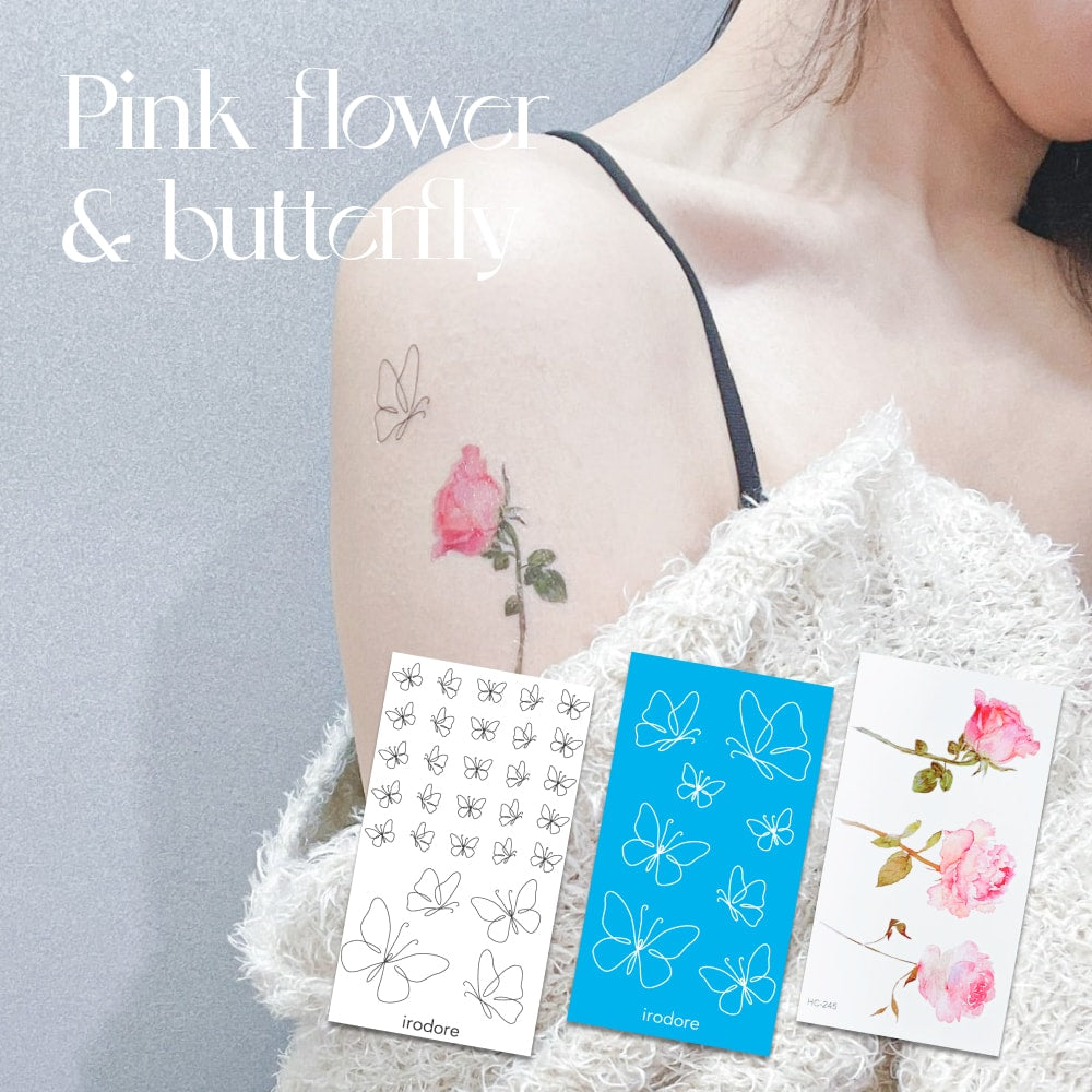Pink flower & Butterfly - 3枚セット [ID: spa1062] – irodore（旧