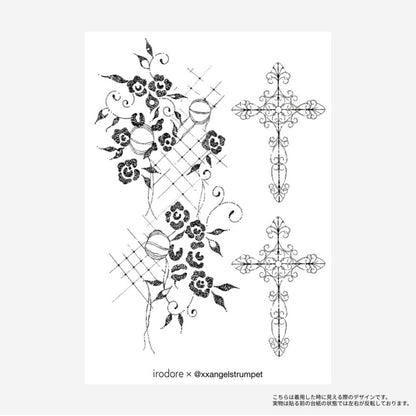 Flower & Cross - xxangelstrumpet タトゥーシール シート画像