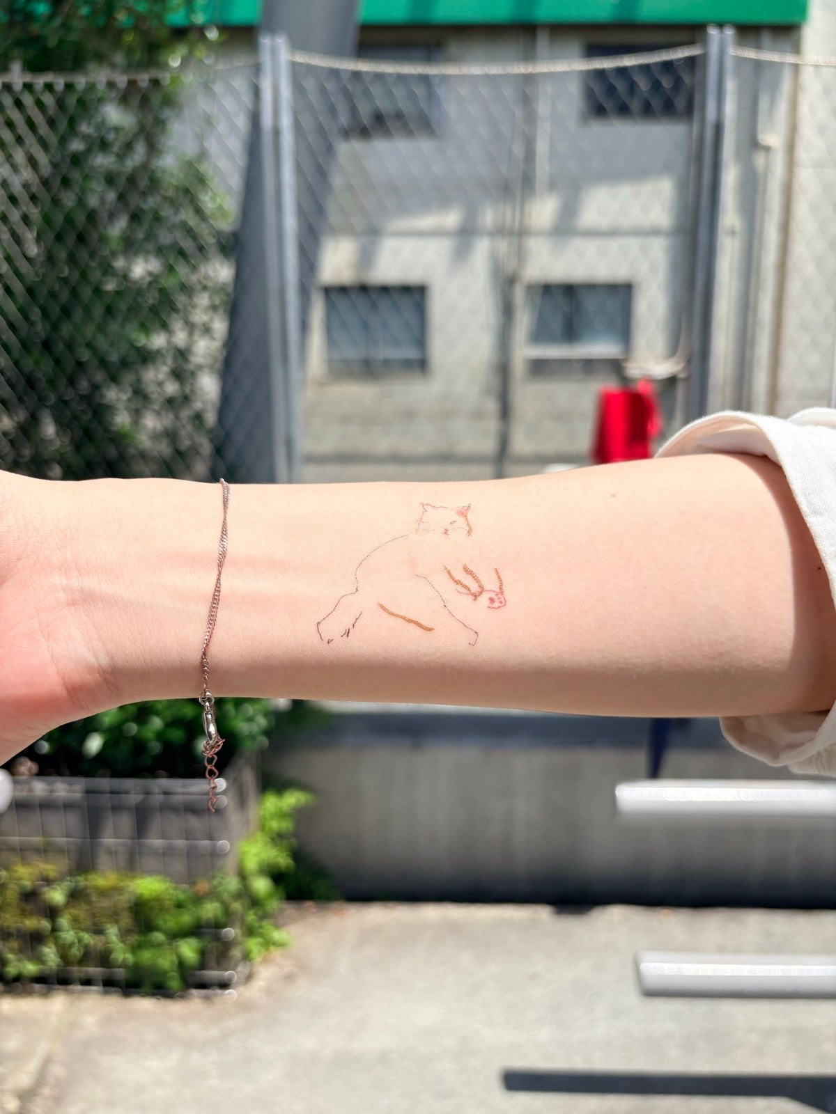 Crayon drawing - 6_tattoo_ 着画 前腕 猫