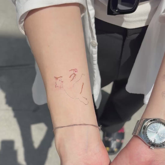 Crayon drawing - 6_tattoo_ 着画動画 両腕 猫