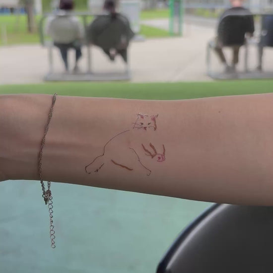Crayon drawing - 6_tattoo_ 着画動画 前腕 猫