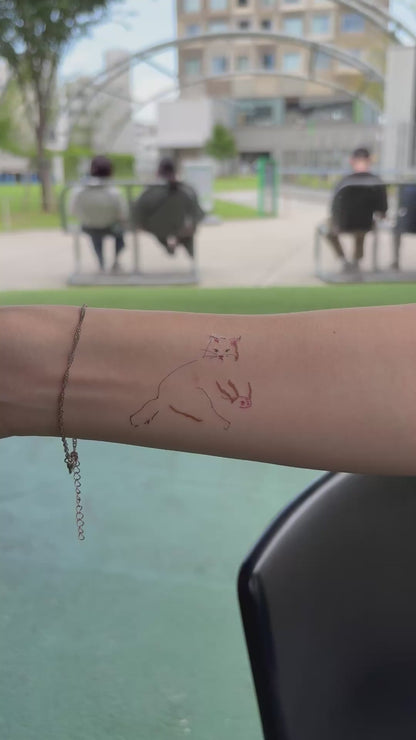 Crayon drawing - 6_tattoo_ 着画動画 前腕 猫