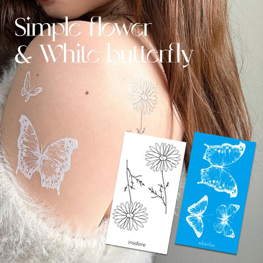 Simple flower & White butterfly - 2枚セット [ID: spa1129]