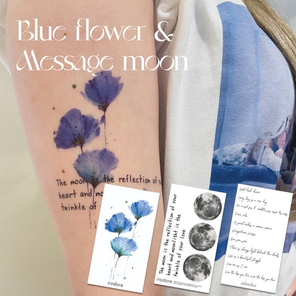 Blue flower & Message moon - 3枚セット [ID: spa1140]